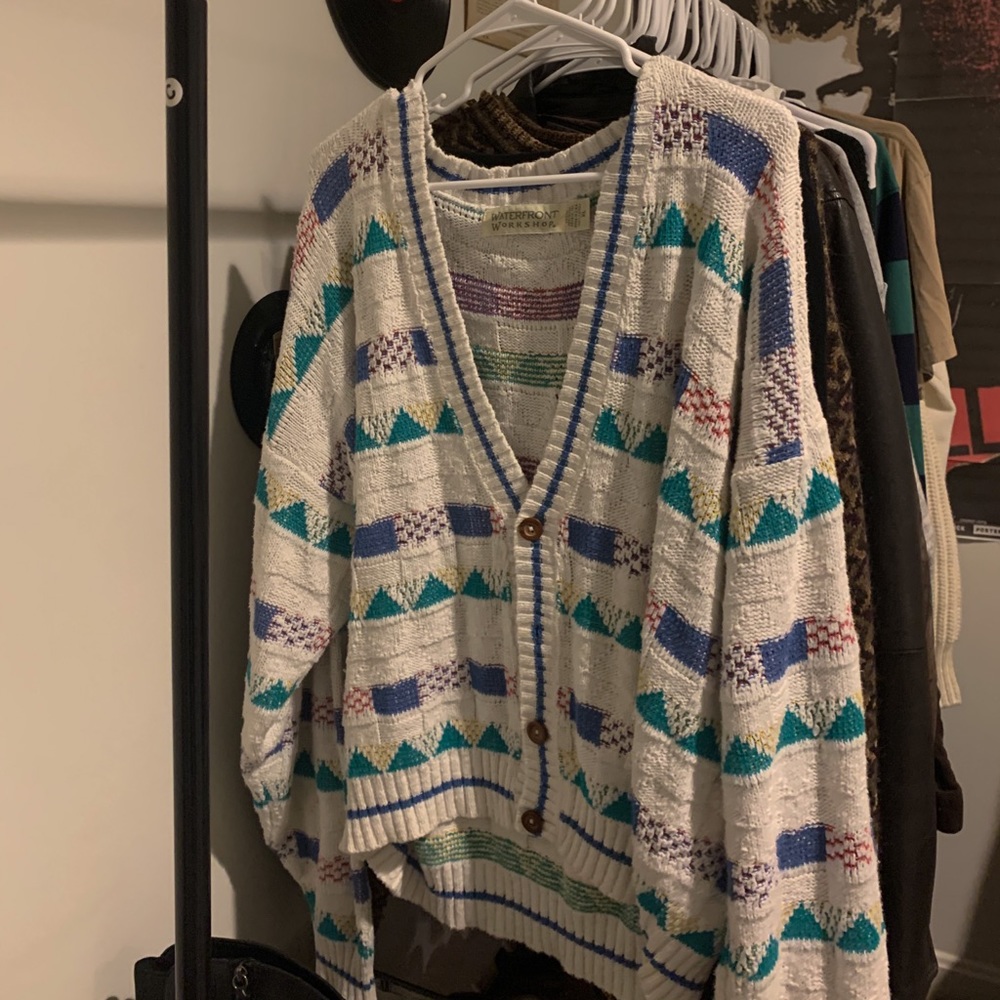 Vintage abstract geometrical print cardigan